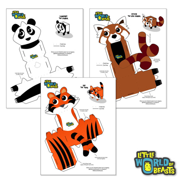 Panda, Red Panda, Tiger - PDF Digital Download