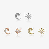 Moon Star Sun Mismatched Earrings