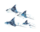 Family of Spotted Eagle Rays - Watercolor Art Print | Under the Sea