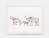 Elephant Family of 3 - Modern Watercolor Art Print