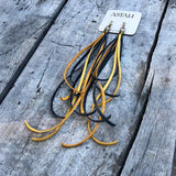 Leather Tassel Earrings - Gold &amp; Charcoal