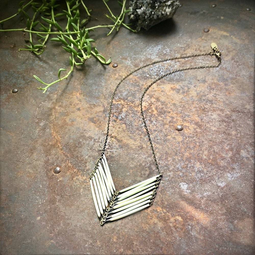 Quill Earrings | Natural Porcupine Quills | Brass | Design House | Waco, TX