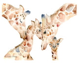 Giraffe Family of Four - Watercolor Art Print