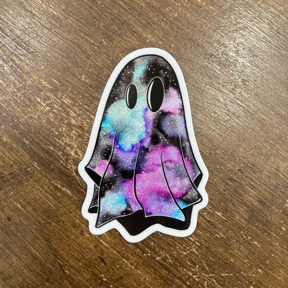 Glitter Cosmic Ghost Sticker