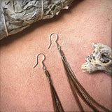 Mini Feather Earrings - Taupe &amp; Silver