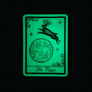Glow-in-the-Dark Tarot Card The Moon Jackalope Sticker