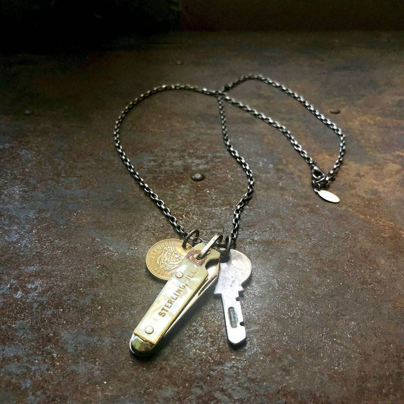 Pocket Knife & Key Necklace