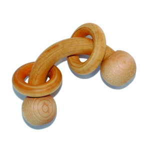 Natural Wooden Rattle - Curve Style