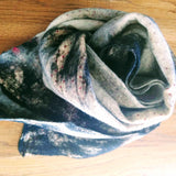 SHERPA Wool felted silk scarf - Black with Dots