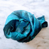SHERPA Wool felted silk scarf - Teal blue