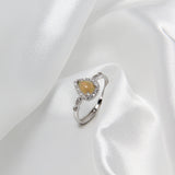 Yellow Fire Opal Teardrop Ring