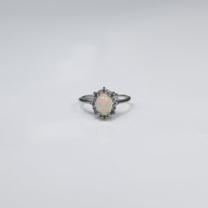 Oval White Fire Opal Princess Ring