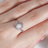 Oval White Fire Opal Princess Ring