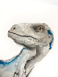 Blue the Velociraptor - Dinosaur Watercolor Art Print