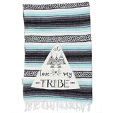 Family Mexican Blanket "Love My Tribe" - Mint Throw