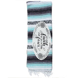 Family Mexican Blanket "Faith" - Mint Throw
