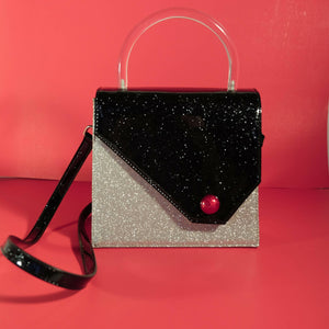 NEW!! Black Licorice Asymmetrical Sparkling Mini Bag