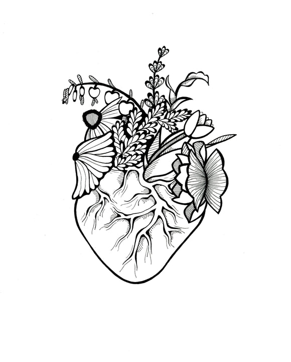 Anatomical Flower Heart Art Print