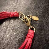 Multi Strand Leather Bracelet - Red
