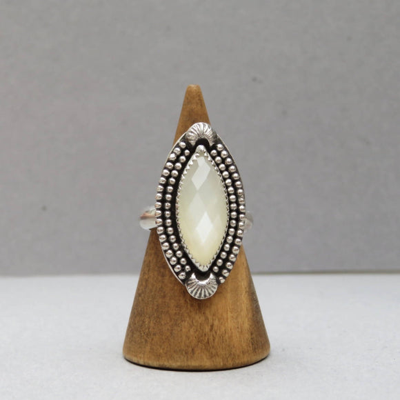 Art Deco Marquis Moonstone statement ring in Sterling Silver