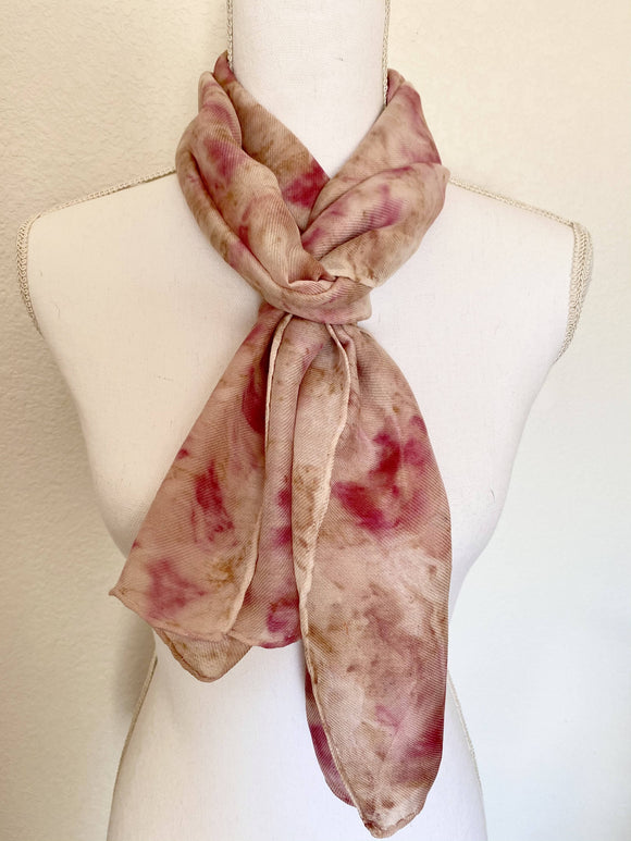 Dusty Rose and Pink Silk and Wool Scarf