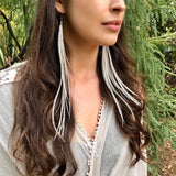Extra Long Feather Earrings - Silver