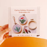 Holiday Cactus Ornament- DIY Beginner Hand Embroidery Craft Kit