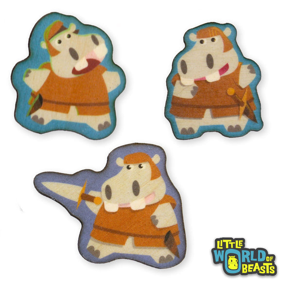 Fighter Hippo - Adventure Beast Wooden Pin (3 Styles)