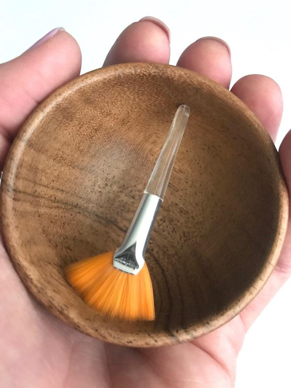 Wooden Mask Bowl + Mini Brush