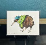 Winter Kiwi Bird Art Print