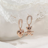 Teddy Bear Heart Mismatched Earrings