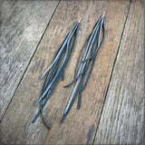 Leather Tassel Earrings - Charcoal &amp; Silver