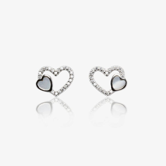 Double Hearts Mother of Pearl Earrings