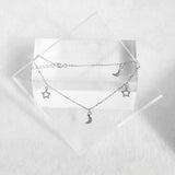 Crescent Moon Star Charm Anklet