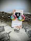 Handmade crochet rainbow earrings