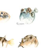 Pufferfish Watercolor Art Print