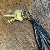 Leather Tassel Key Ring - Charcoal