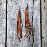 Leather Tassel Earrings - Rust
