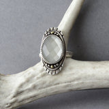 Moonchild Moonstone statement ring in Sterling silver and 14k gold accents