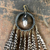 Dreamcatcher Feather Earring - Grizzly