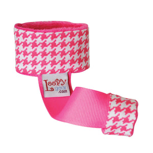 Baby Rattle Holder Pink Houndstooth Loopy