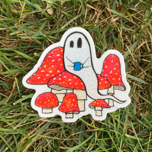 Glitter Mushroom Ghost Sticker