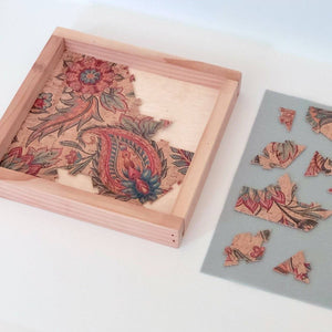 Cork Fabric Puzzle & Wood Serving Tray - Floral