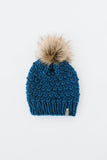 Merino Wool Knit Hat with Faux Fur Pom Pom (Multiple Colors Available)