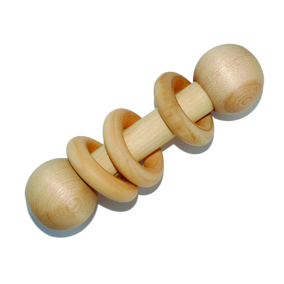 Natural Wooden Rattle - Straight Style