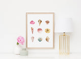 Sea Shells Watercolor Art Print