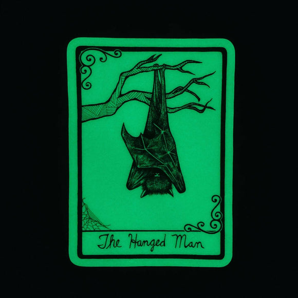 Glow-in-the-Dark Tarot Card Hanged Man Bat Sticker