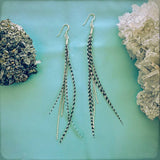 Mini Feather Earrings - Grizzly &amp; Silver