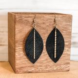 Sheri Suede Leaf Earrings With Brass Bar (More Colors)