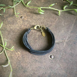 Multi Strand Leather Bracelet - Black